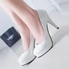 Women Pumps Fashion Classic Patent Leather High Heels Shoes Nude Sharp Head Paltform Wedding Women Dress Shoes Plus Size 34-42 ► Photo 3/6