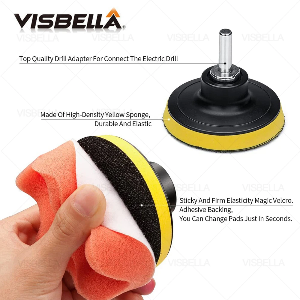 car polish 3Inch Car Polishing Kit Sponge Foam Pad Auto Headlight Wheel Polisher Polishing Refurbish Abrasive Disc Sandpaper Buffing Pads car polish