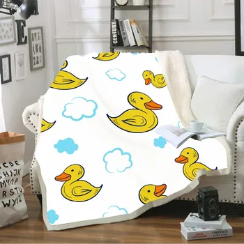 

Cartoon Little Yellow Duck 3D Printing Soft Wool Blanket Sherpa Down Blanket Sofa Bed Household Goods Travel Outdoor Warm Blanke