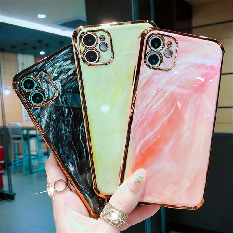 Мягкий чехол в стиле ретро с мраморным покрытием для iPhone 12 12Mini 11 Pro XS XR X MAX XSMAX 7 8 Plus