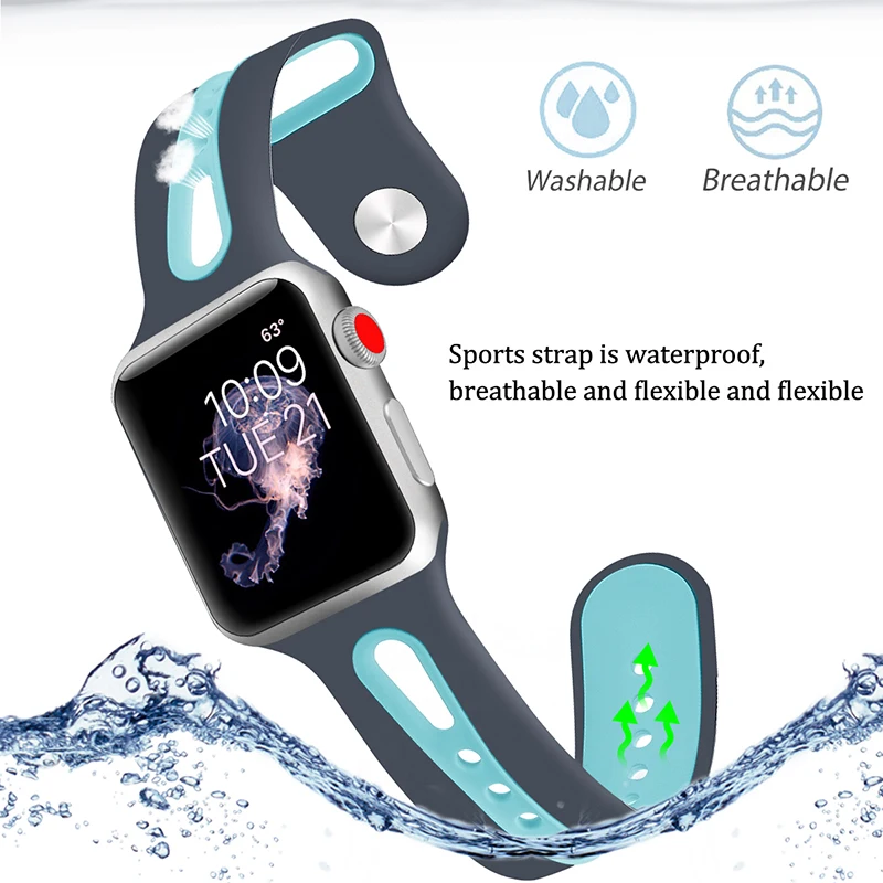 Силиконовый ремешок для apple watch band 44 мм correa pulseira apple watch 38 мм iwatch band 42 мм 40 мм браслет наручный ремешок для часов 5 4 3