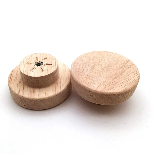 Oak รอบ Dia 30/35/40/50 มม.ไม้ธรรมชาติตู้ลิ้นชักตู้เสื้อผ้า Knobs สําหรับตู้ลิ้นชักเฟอร์นิเจอร์ฮาร์ดแวร์ 4