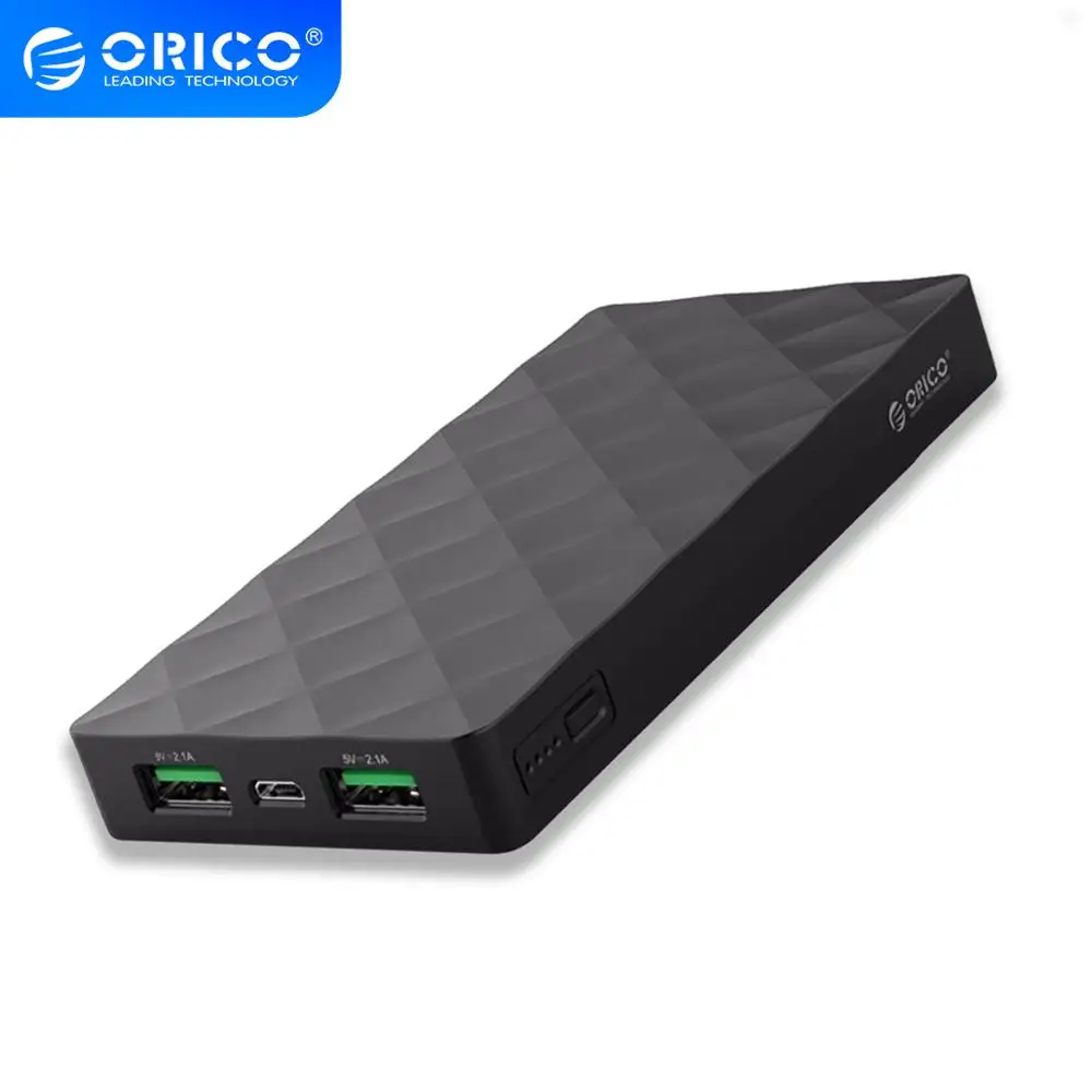 ORICO 10000 мАч Внешний аккумулятор внешний повербанк 2 USB LED портативный мобильный