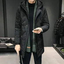 Новая зимняя куртка-пуховик Для мужчин с застежкой-молнией и шляпа Повседневная одежда средне-и длинное пальто