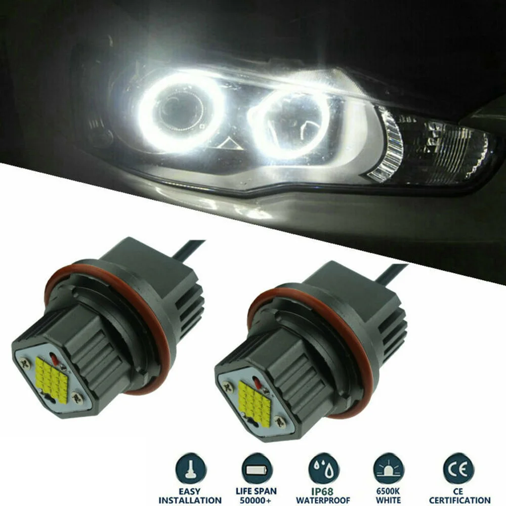 

1set 2* 80W LED Angel Eyes Halo Ring Light Bulbs Car Accessories For BMW E39 E60 E63 X5 6000K 6312694048