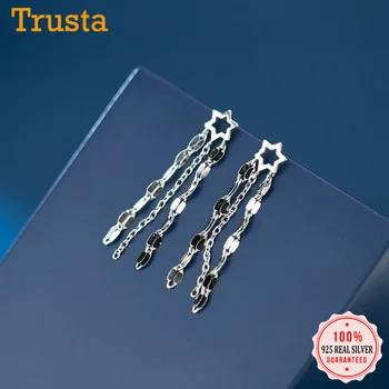 

Trustdavis Genuine Fashion 925 Sterling Silver Sweet Star Tassel Chain Stud Earring For Women Fine Silver 925 Jewelry DS2433