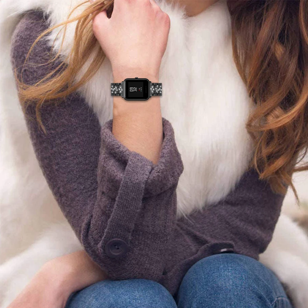 Joyozy высокого качества ремень предназначен для женщин 22 мм huami amazfit Изысканная рифленая нержавеющая сталь для 20 мм huami amazfit dip