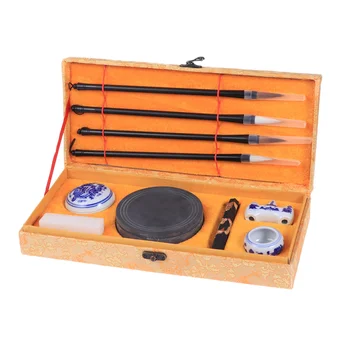 

Chinese Four Treasures of the Study Set Excellent Writing Brush Ink Stick Paper Inkstone Kit Writing Accessories Calligraphy Sup
