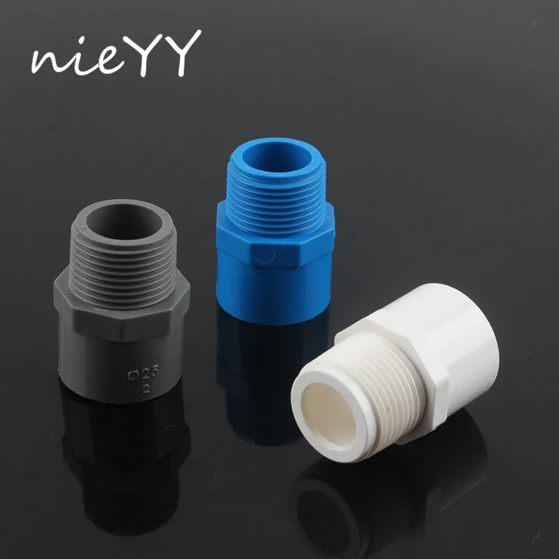 

4pcs 3/4''Thread adapter 25mm pvc pipe thread Straight Plastic Connector Water Pipe connector for garden irrigation accessories
