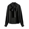 2022 Lace Up Bow Tie Shirt Vintage Long Sleeve Solid Chiffon Casual Blouse Korean Fashion Elegant Office Lady Blusas Woman Tops ► Photo 2/6