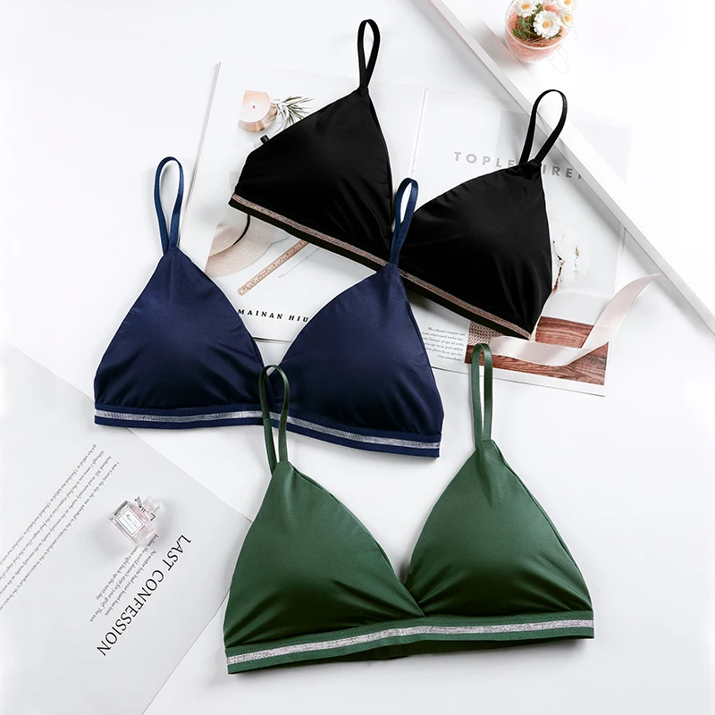 

1Pcs Bralette Bra Wireless Thin Underwear Female Sexy Lingerie Seamless Soft Breathable Ice Silk Bikini Wire Free Bras BANNIROU