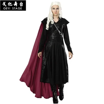

2019 New Game of Thrones Season 8 Daenerys Targaryen Cosplay Costume Trench Coat Jacket With Brooch Halloween cloak dress