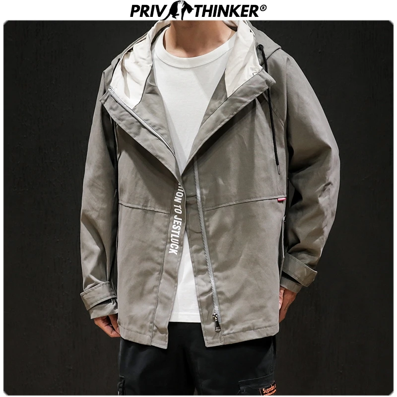 

Privathinker Japanese Streetwear Autumn Men Hooded Jackets 2019 Fashion Letter Printed Man's Windbreak Coats Plus Size Male