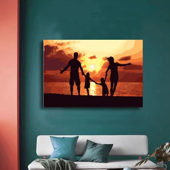 

drawing by numbers colorings happyiness family oil pictures by numbers with colors Warmof four Sunset view picture framed Home