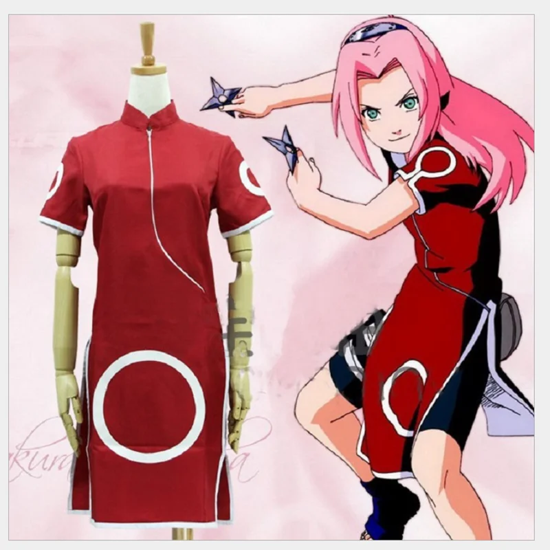 Anime Naruto Sakura Haruno Cosplay Costume 1st Generation Cheongsam