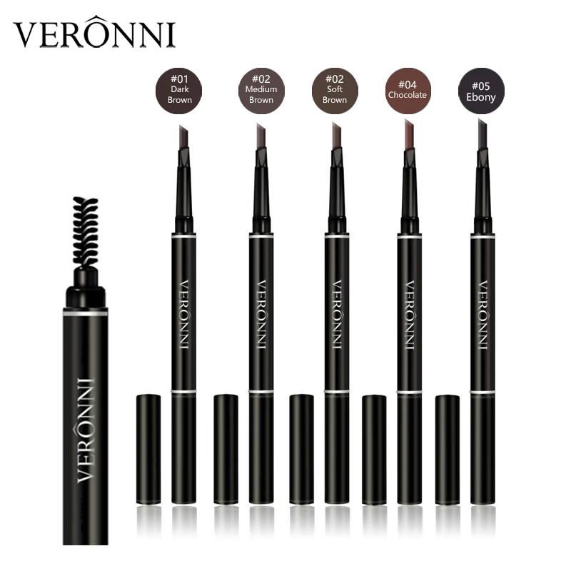 

VERONNI hot 5 Color Double Ended Eyebrow Pencil Waterproof Long Lasting No Blooming Rotatable Triangle Eye Brow Tatoo Pen