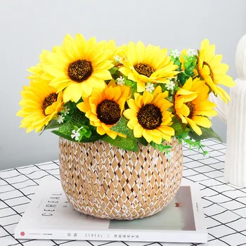 

Home Decoration Decoration Artificial Flower Model Sunflower Wedding Road Lead Decorative Model 7 Head Sunflower