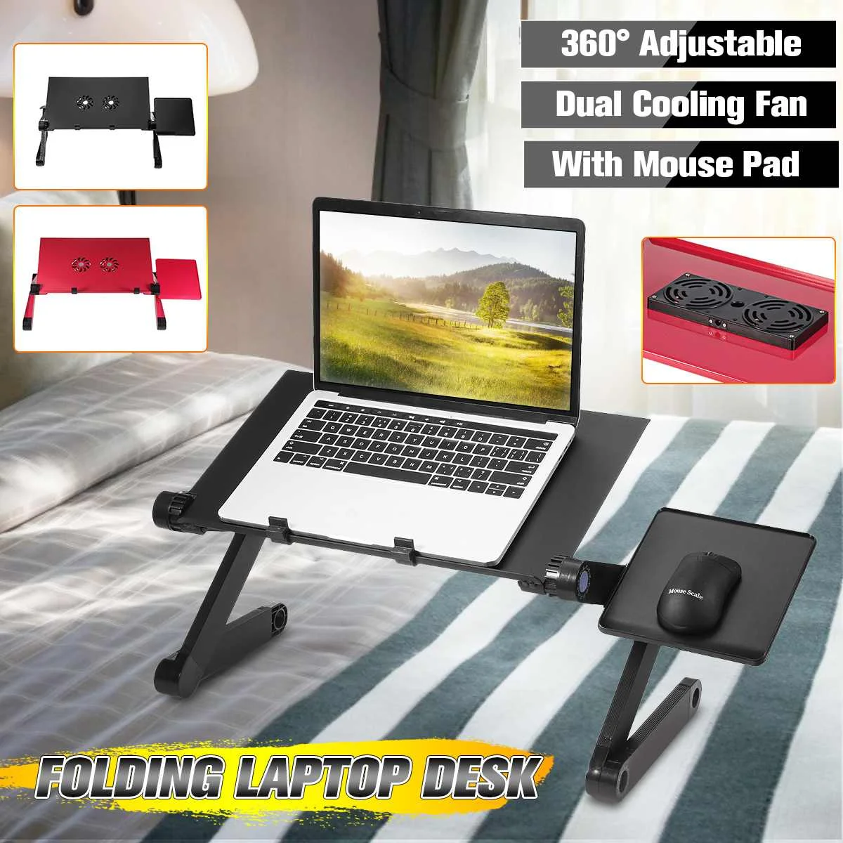 Cooling Fan Laptop Desk Portable Adjustable Foldable Computer Desks
