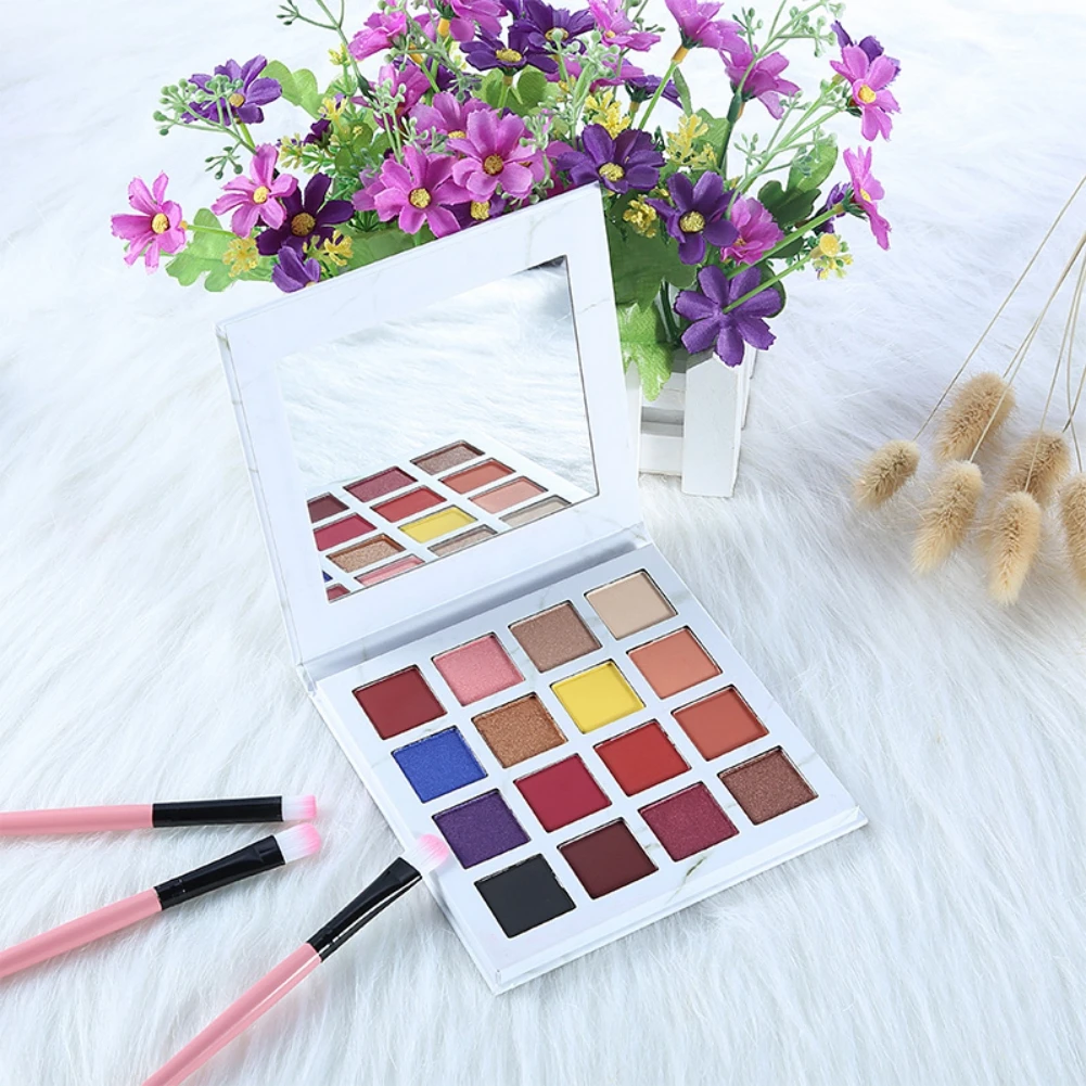 16-Цвет Мрамор тени для век, палитра, Водонепроницаемый пятно-крыши легко Цвет блестящие матовые тени для век