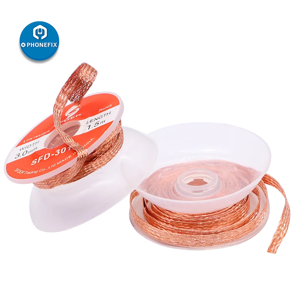 1PCS 1515 2015 2515 3015 Width 1.5mm 2.0mm 2.5mm 3mm 3.5mm Length 1.5MDesoldering Braid Solder Remover Wick Wire Repair Tool