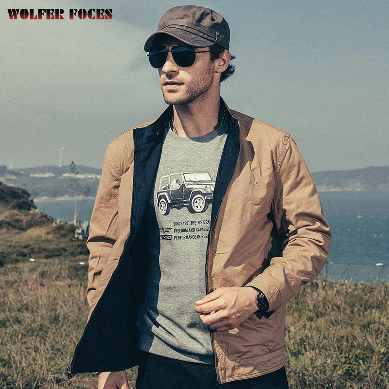 

2021 Spring New Arrivals Double-sided Cotton Tooling Casual Collar Loose Jacket Men's Outerwear Coats Best Genuine Men Coat