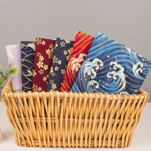 Бронзовая темно-синяя волна вишневые Цветы Печать японские кимоно ретро лоскутное хлопчатобумажная ткань шитье tissu 50*150 см