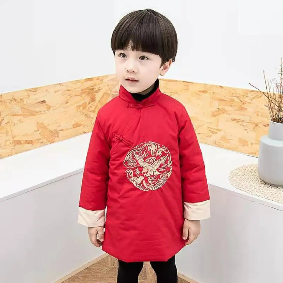 Han Fu/новая стильная одежда красного цвета для мальчиков 18 мес.-8 лет, Детские хлопковые парки, пальто, зимняя детская верхняя одежда, пальто для маленьких мальчиков - Цвет: as picture