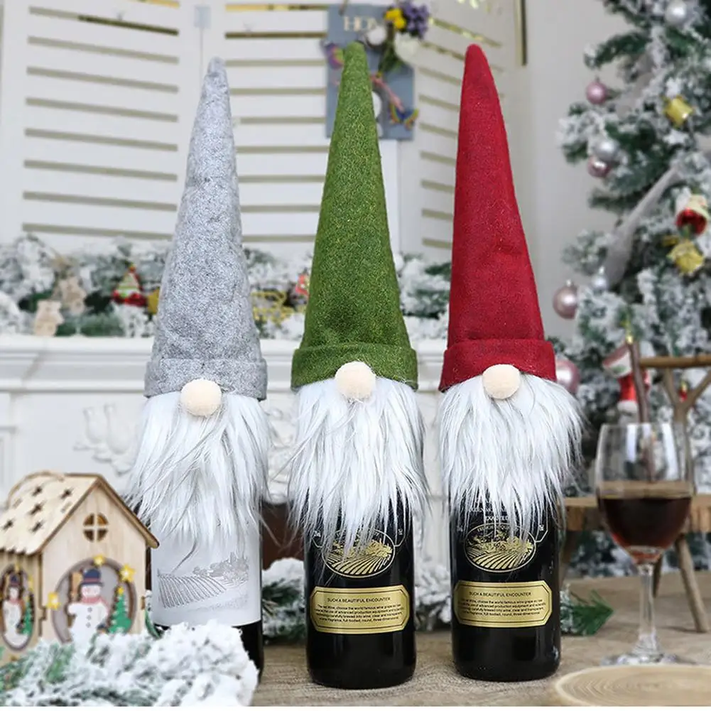 Чехол для винной бутылки Санта-Клауса, рождественские украшения для дома, новогодний Рождественский Декор, бутылочные крышки красного