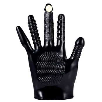 

Upgraded Massage Magic Vibrating Gloves Reusable Soft Silicone Flirting Five Shapes and Multiple Play Methods Massage Glove