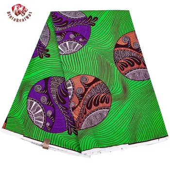 

6 Yards/Lot Green Background Fabric Soft Nigerian Fashion Ankara Dresses Batik Fabrics Africa Real Wax Sewing Material 40fs1236