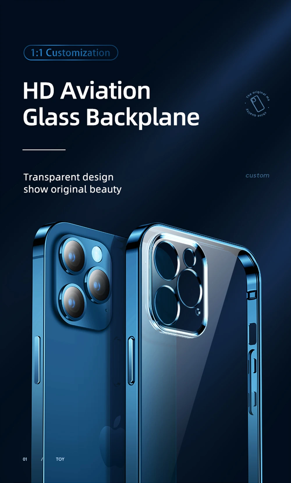 Joyroom-estojo transparente de cristal para iPhone, capa