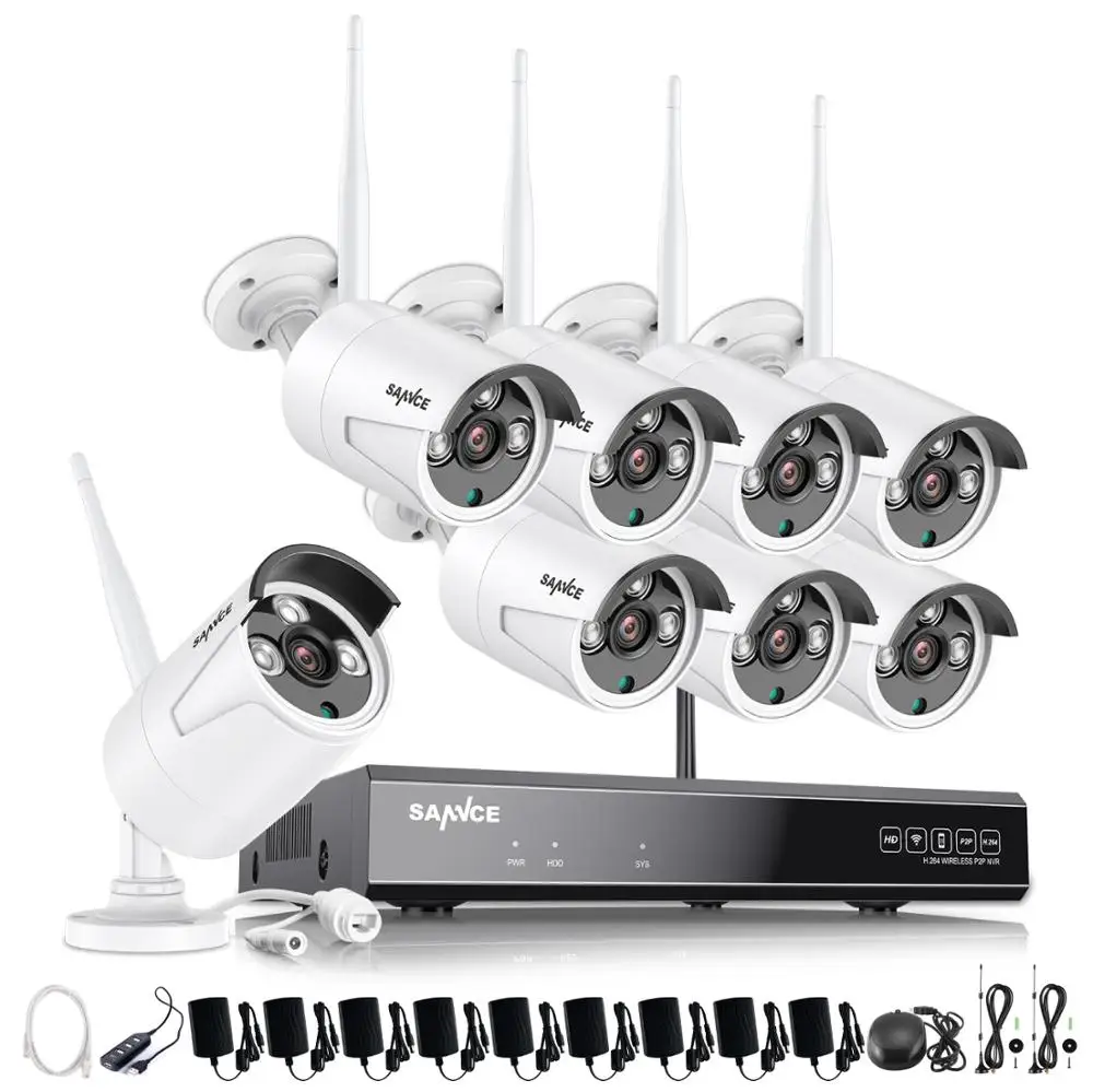 8PCS Cameras SANNCE 8CH HD 1080P беспроводная видео система безопасности HDMI NVR с 4X6X8X1080 P Открытый Всепогодный wifi IP камера комплект CCTV комплект - Цвет: 8PCS Cameras
