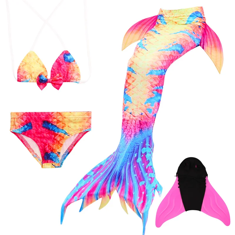 

Girls Kids Children Little Mermaid Tail Costume Swimmable Monofin Bikini Bathing Swimsuit Set Mermaid Tails for Swimming Cosplay