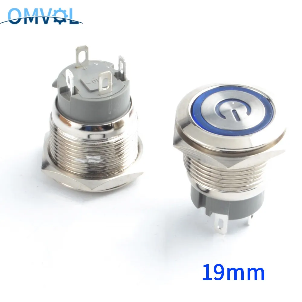 1PC 19mm Switch-Side Momentary Metal Annular Push Button Switch Ring LED Self-Recovery Waterproof Car Door | Строительство и