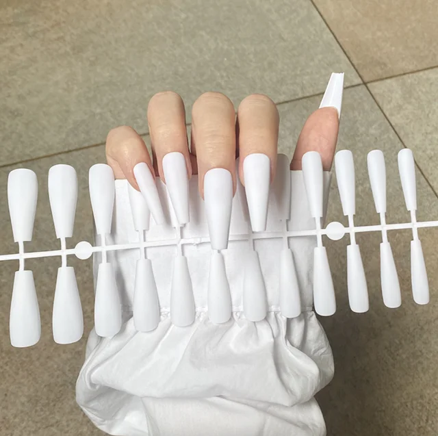 Solid Color Matte Super Long Coffin False Nail Ballet Press on Nails Tips for Nails Art Artificial Fingernails Fake TJP1170-Y1
