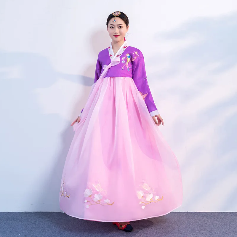 Корейский традиционный костюм ханбок платье ханбок женский корейский дворцовый костюм национальный танец меньшинств представление платье SL1352