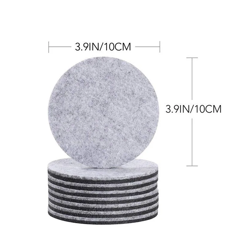 8 Pcs Felt Insulation Pads Water Absorption Home Dining Glass Cups Coaster Mats