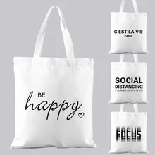 

Shopping Bag Women's Bag Handbag Shoulder Bag Leisure Large Capacity Simple Text Pattern Printing Travel Bag White Canvas Bag