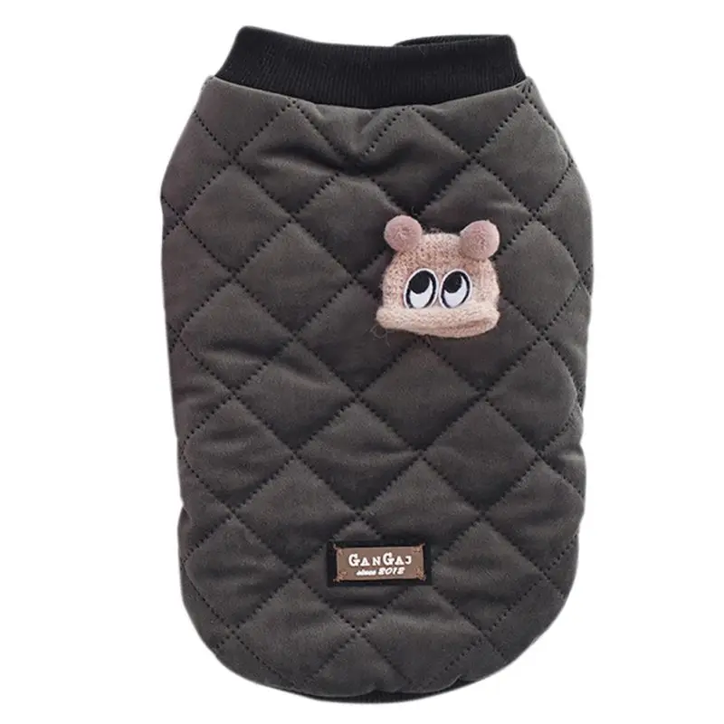 Теплая одежда для домашних животных, собак с декор с животными куртка с рисунком ромба; пальто в клетку для малых и средних собак осень-зима ткань поставки см - Цвет: Черный
