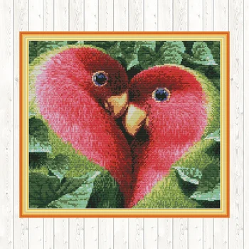 

Love Bird Patterns Printed Cross Stitch Set 11ct DMC Counted Embroidery Kit 14ct DIY Needlework Print on Canvas Aida Fabric Gift