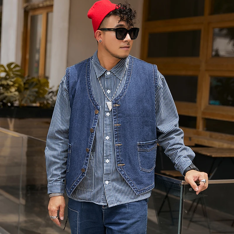 Brand Men Sleeveless Denim Jacket Vest 