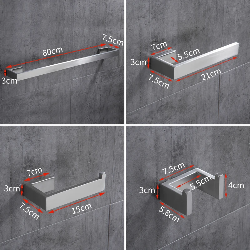 Набор аксессуаров для ванной из нержавеющей стали, вешалка для полотенец, держатель для полотенец, кольцо для полотенец, настенный крючок для халата, держатель для туалетной бумаги