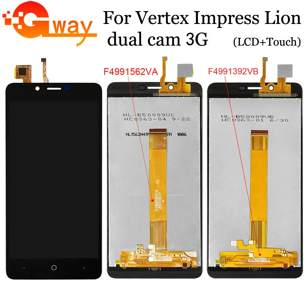 5 дюймов для Vertex Impress Lion dual cam 3G ЖК дисплей + сенсорный экран дигитайзер сенсор в