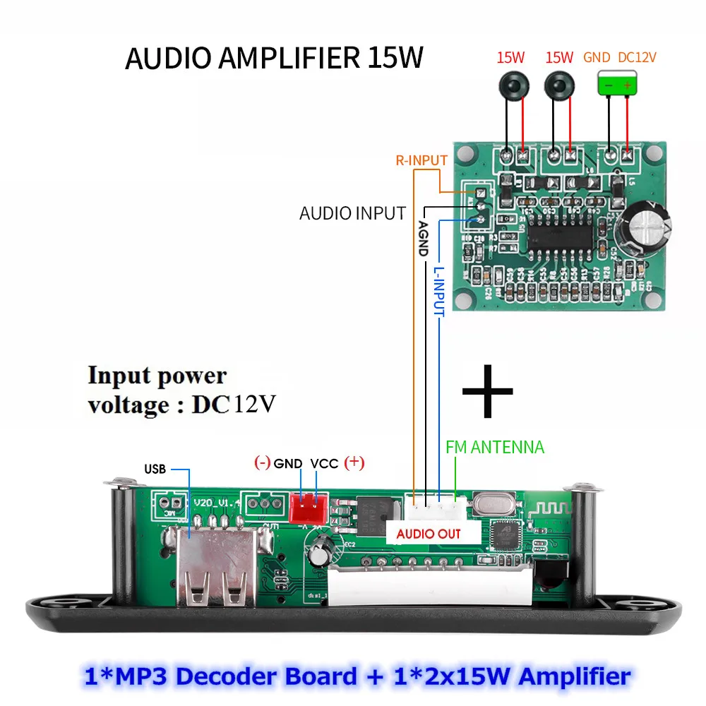 Upgraded 30W MP3 WMA 9-12V Decoder Board With Remote Control,Amplifier Wireless Audio Module USB FM TF Radio BT5.0 Car Player mp3player juice MP3 Players