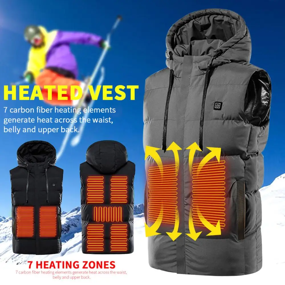 

7 Areas Heating Vest,Smart Heated Vest USB Charging Fast Heating Winter Jacket Waterproof Washable Thicken Warm Thermal Vest
