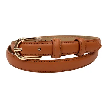 

New Women Designer Belts Luxury Strap High Quality Genuine Leather Ladies Belt For Jeans Skirt Gold Pin Buckle Thin Cowskin Belt