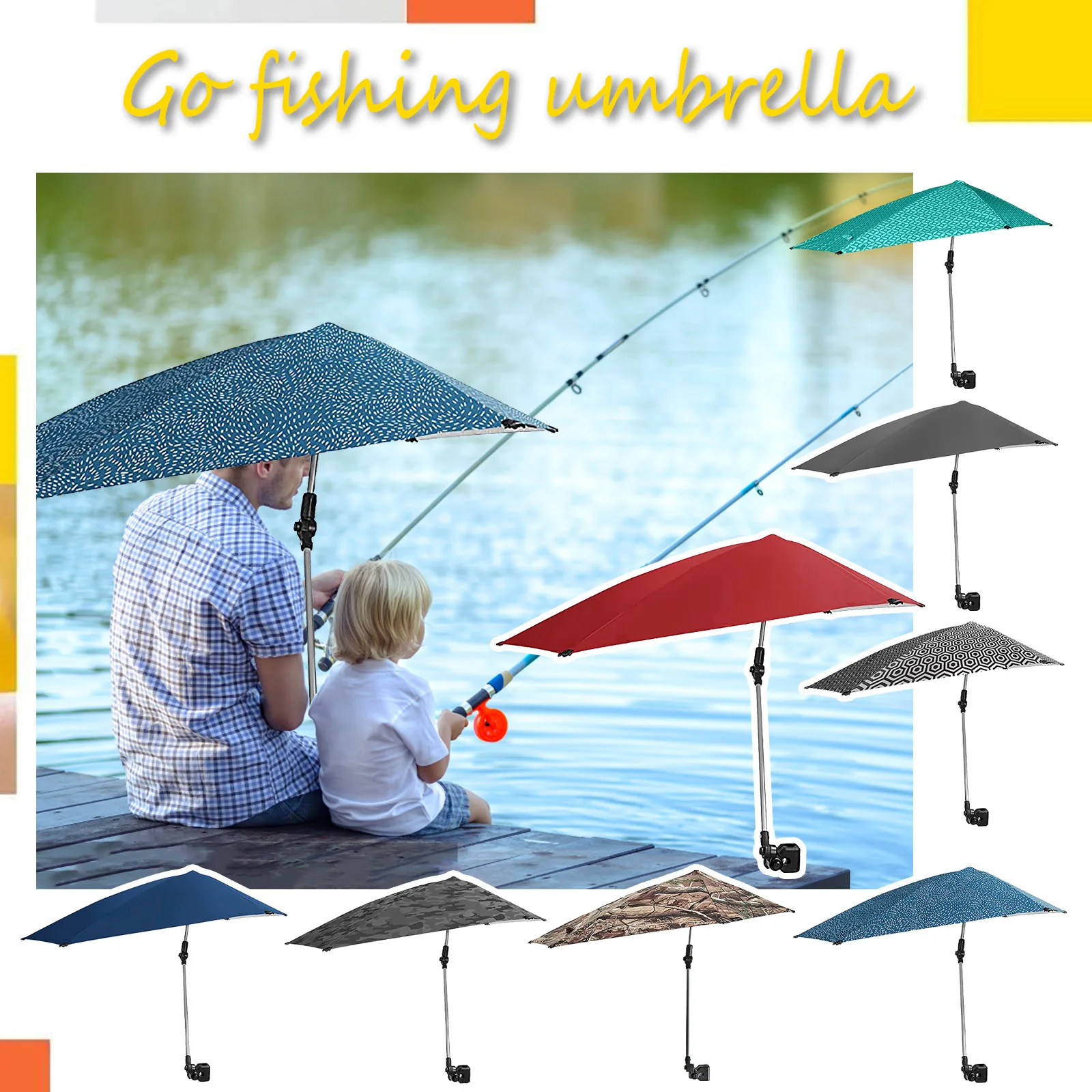 Sport-brella Versa-brella Spf 50+ Adjustable Umbrella With Universal Clamp Beach Chair Clip Sunshade #3 | Дом и сад