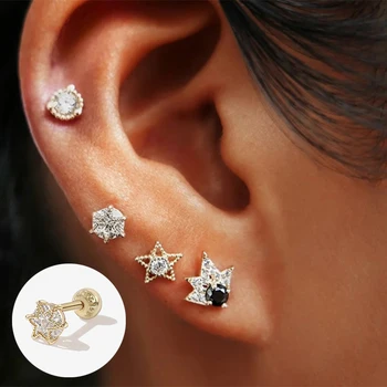 

925 Sterling Silver Stud Earrings For Women Pierced Earring Fashion Zircon Fashion Oorbellen Couple Gift Fine Jewelry