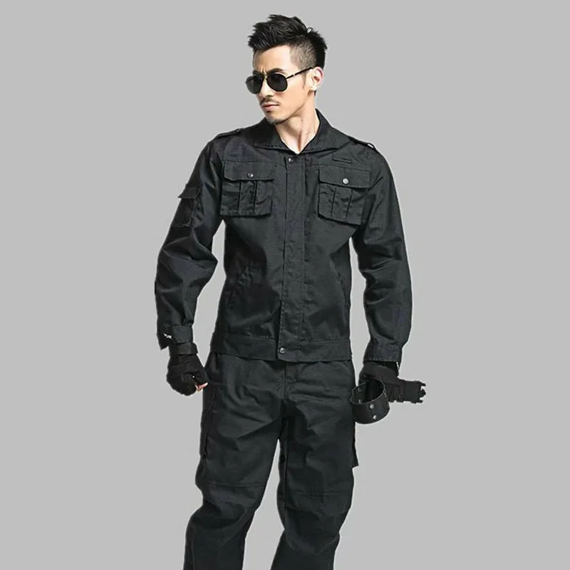 Work Clothing Male Uniform Long Sleeve Coveralls Protective Black Cloth for Worker Repairman Machine Auto Repair Welding DYF057