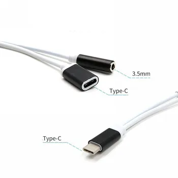 

2 in 1 Type C to 3.5 mm Charger Headphone Audio Jack USB C Cable Portable Type-C to 3.5mm Connector Adapter for Mobile Phone